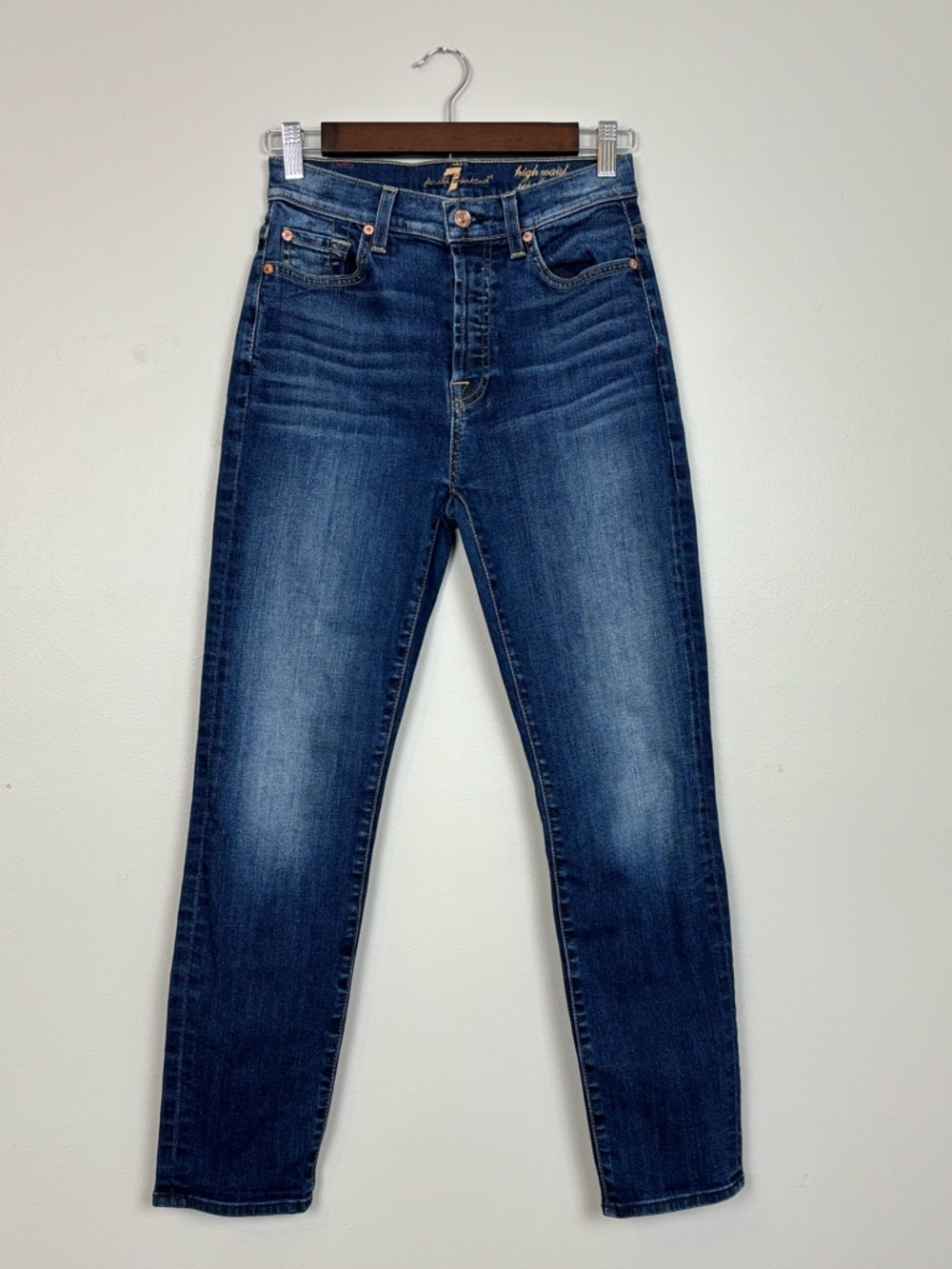 7 For All Mankind Jeans Women 25 Blue High Waist Josefina Stretch Mid Rise Denim